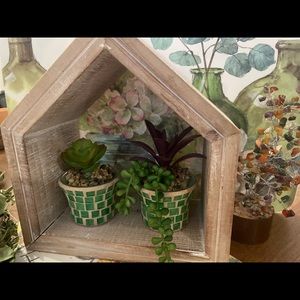 2 small green mosaic candle holders or planter